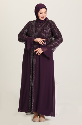 Purple Hijab Evening Dress 6372-01