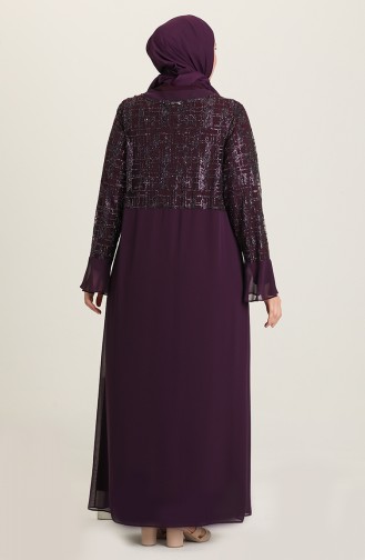 Purple Hijab Evening Dress 6372-01