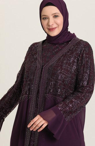 Purple Hijab Evening Dress 6372-01