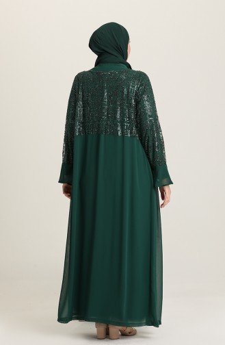 Emerald Green Hijab Evening Dress 6372-03