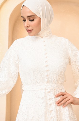 Weiß Hijab-Abendkleider 5477-08