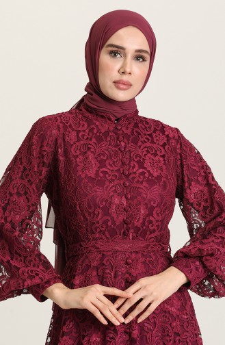 Plum Hijab Evening Dress 5477-09