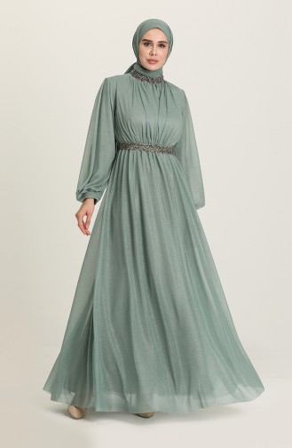 Saxe Hijab Evening Dress 5501-09