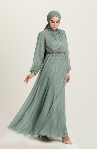 Saks-Blau Hijab-Abendkleider 5501-09