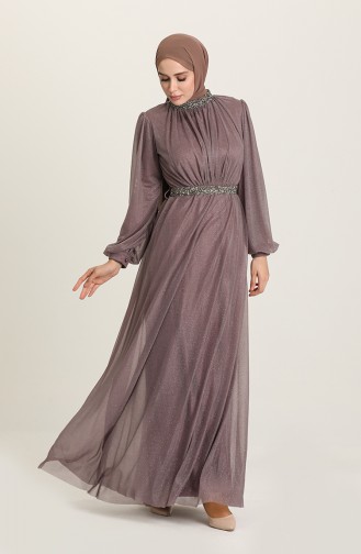 Dark Dusty Rose Hijab Evening Dress 5501-12