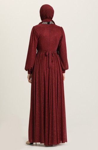 Dark Claret Red Hijab Evening Dress 5501-13