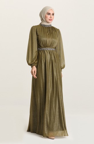 Pistachio Green Hijab Evening Dress 5501-14