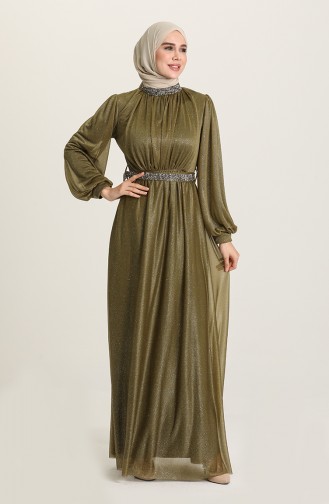 Pistachio Green Hijab Evening Dress 5501-14