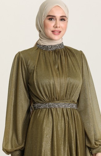 Pistachio Green Hijab Evening Dress 5501-14