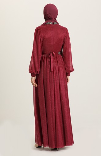 Plum Hijab Evening Dress 5501-15