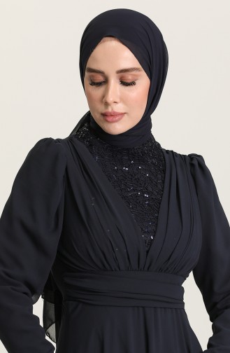 Dunkelblau Hijab-Abendkleider 5628-02