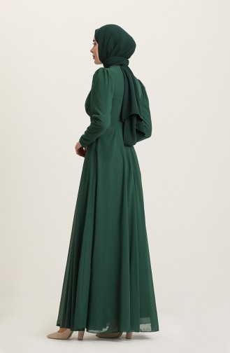 Emerald Green Hijab Evening Dress 5628-04