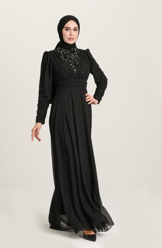 Schwarz Hijab-Abendkleider 5628A-01