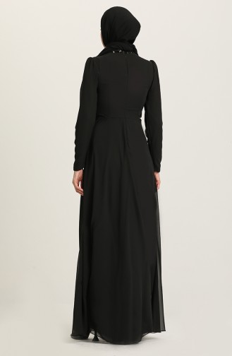 Black Hijab Evening Dress 5628A-01