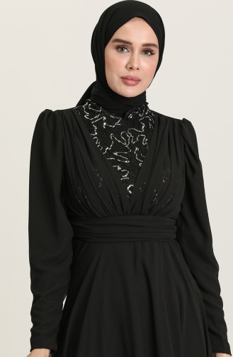 Black Hijab Evening Dress 5628A-01