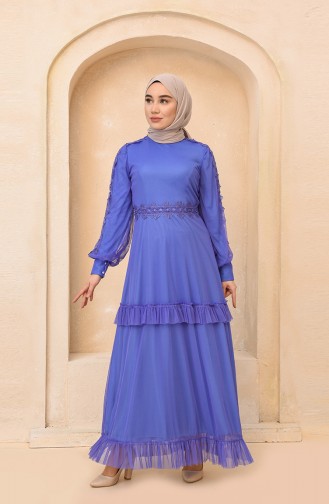 Kleid mit Spitze 8135-02 Blau 8135-02