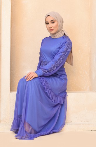 Kleid mit Spitze 8135-02 Blau 8135-02