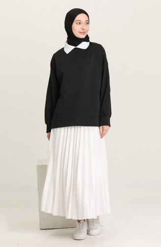 Yakalı Sweatshirt 3214-01 Siyah