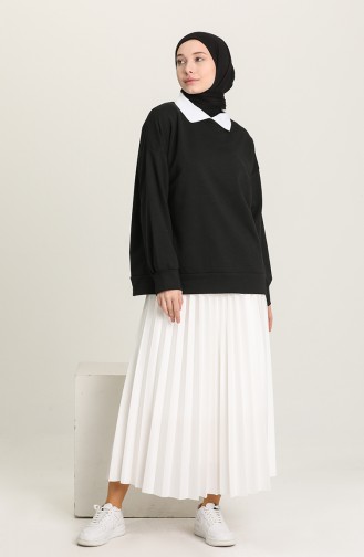 Yakalı Sweatshirt 3214-01 Siyah