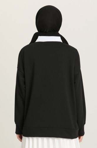 Yakalı Sweatshirt 3214-01 Siyah