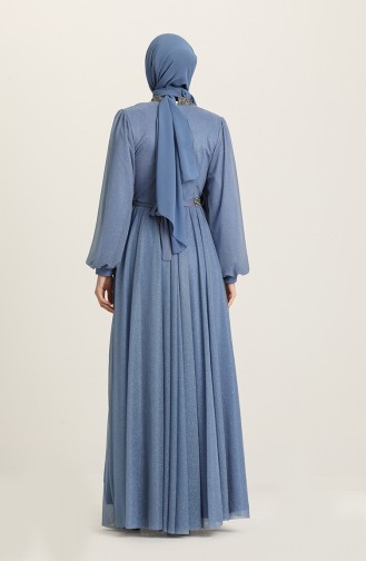 Blue Hijab Evening Dress 5501-10