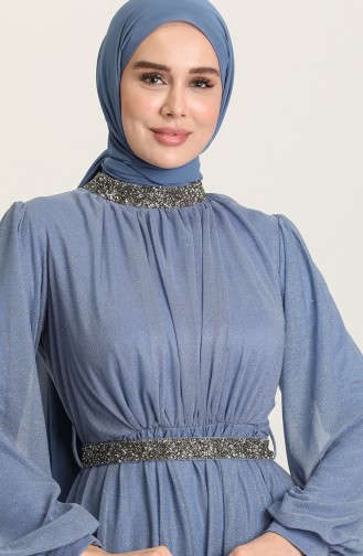 Blue İslamitische Avondjurk 5501-10