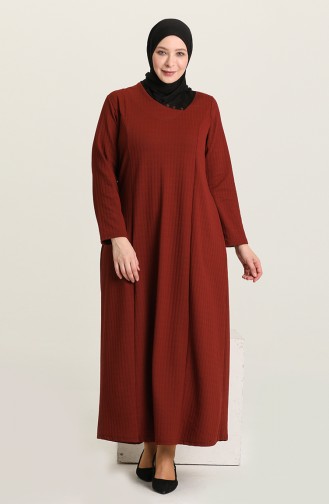 Brick Red Hijab Dress 8123-05