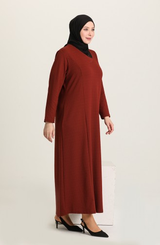 Brick Red Hijab Dress 8123-05