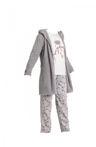 Akbeniz Welsoft Polar Kadın 3 Lü Pijama Takımı 808002 Gri