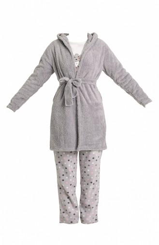 Akbeniz Welsoft Polar Kadın 3 Lü Pijama Takımı 808002 Gri