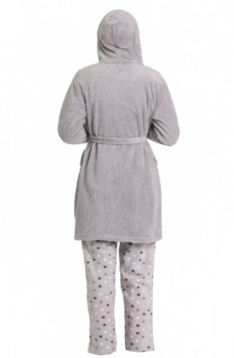 Akbeniz Welsoft Polar Kadın 3 Lü Pijama Takımı 808002 Gri