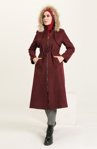 معطف طويل أحمر كلاريت 1291-01