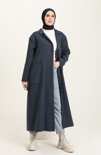 معطف طويل أزرق زيتي 4009-03