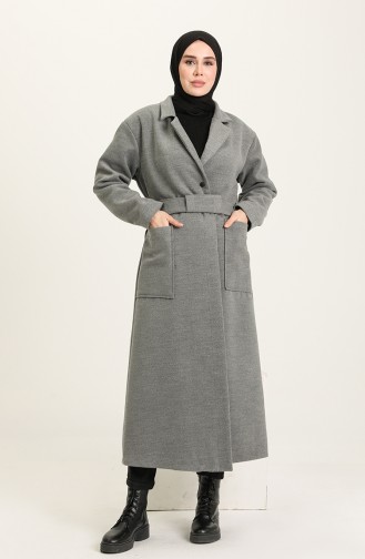 معطف طويل رمادي 4009-04