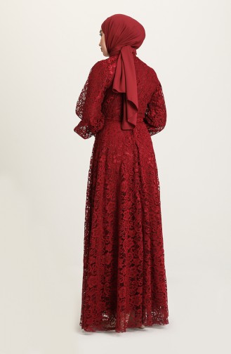 Dark Claret Red Hijab Evening Dress 5477-10