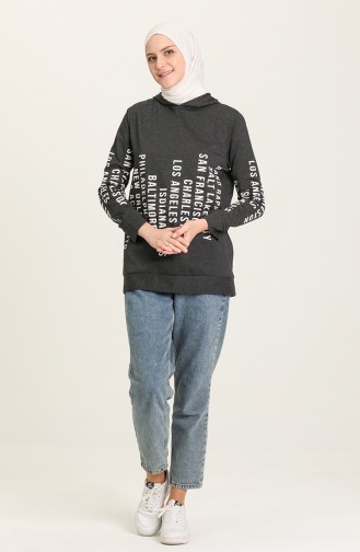 Kapüşonlu Sweatshirt 0103-05 Füme