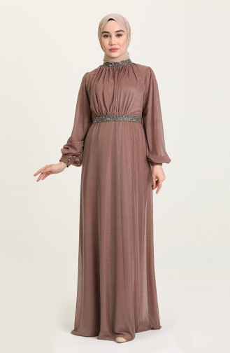Brown Hijab Evening Dress 5501-16