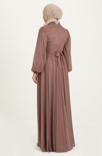 Brown Hijab Evening Dress 5501-16