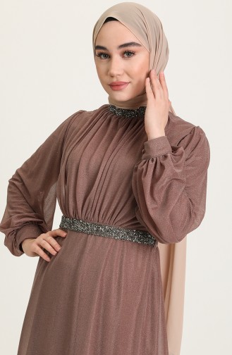 Brown Hijab Evening Dress 5501-16