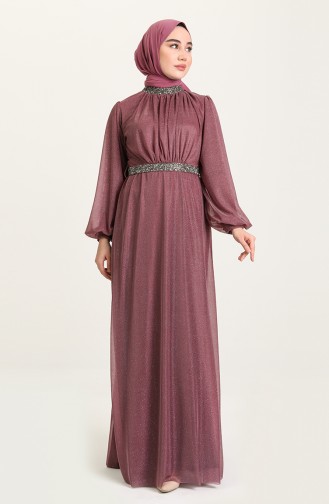 Light Plum Hijab Evening Dress 5501-17