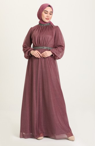 Light Plum Hijab Evening Dress 5501-17