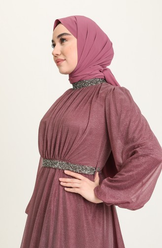 Light Plum Hijab Evening Dress 5501-17