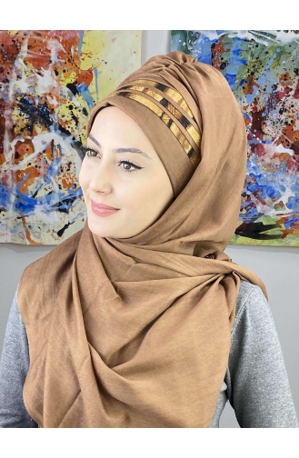 Light Brown Ready to wear Turban 7ARLKHZŞL43-02