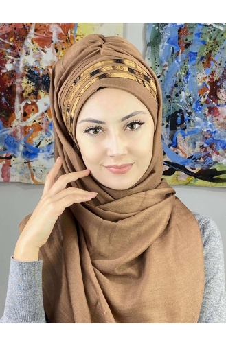 Light Brown Ready to wear Turban 7ARLKHZŞL43-02