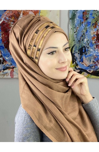 Light Brown Ready to wear Turban 7ARLKHZŞL43-02