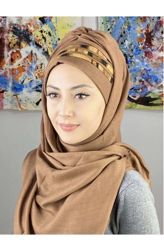 Light Brown Ready to wear Turban 7ARLKHZŞL43-02