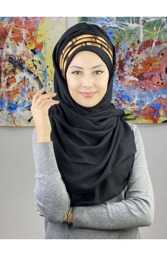 Black Ready to Wear Turban 7ARLKHZŞL43-04