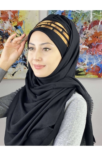 Black Ready to Wear Turban 7ARLKHZŞL43-04