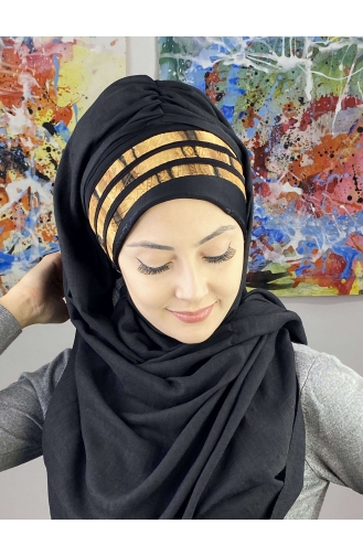 Black Ready to Wear Turban 7ARLKHZŞL43-04