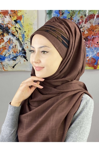 Dark Brown Ready to Wear Turban 7ARLKHZŞL39-03